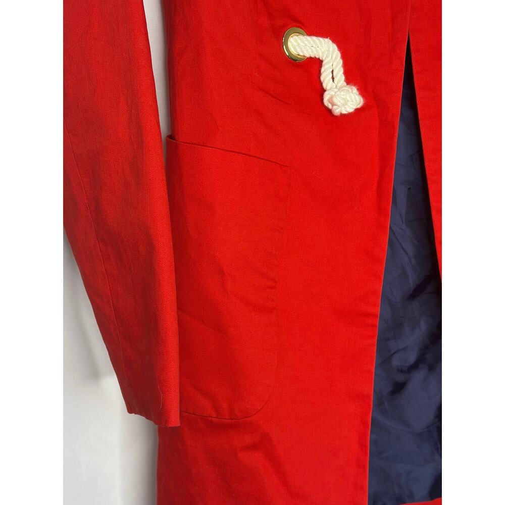 J.Crew Red Nautical Rope Toggle Coat Gold Grommet Jacket Size 00 - Picture 9 of 10